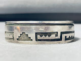 Amazing Vintage Native American Navajo Signed Sterling Silver Geometric Designs Bracelet-Nativo Arts