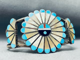 One Of The Best Ever Vintage Zuni Turquoise Inlay Sterling Silver Bracelet-Nativo Arts