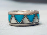 Rar Eben Morgan Vintage Native American Navajo Turquoise Inlay Sterling Silver Ring Old-Nativo Arts