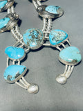 324 Grams!! Native American Navajo Turquoise Sterling Silver Squash Blossom Necklace-Nativo Arts