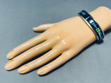 Native American 6.5 Inch Wrist Vintage Navajo Kachina Turquoise Inlay Sterling Silver Bracelet-Nativo Arts
