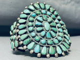 One Of The Best Vintage Native American Navajo Green Turquoise Sterling Silver Cluster Bracelet-Nativo Arts