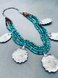 Mind Boggling Native American Navajo Turquoise Sterling Silver Heishi Necklace-Nativo Arts