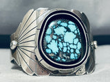 Rare Indian Mountain Turquoise Vintage Native American Navajo Sterling Silver Bracelet-Nativo Arts