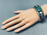 One Of Best Vintage Native American Navajo Green Spiderweb Turquoise Sterling Silver Bracelet-Nativo Arts