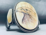One Of The Best And Biggest Hand Carved Native American Navajo Sterling Silver Bracelet-Nativo Arts