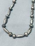 Hand Tooled Vintage Native American Navajo Early Sterling Silver Necklace Old-Nativo Arts