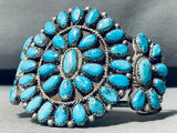 Bill Smith Vintage Native American Navajo Turquoise Sterling Silver Cluster Bracelet-Nativo Arts