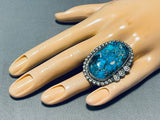 Native American Exceptional Vintage Blue Diamond Turquoise Sterling Silver Ring-Nativo Arts