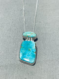 Native American Impressive Vintage Carico Lake Turquoise Sterling Silver Signed Necklace-Nativo Arts