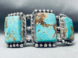 One Of Best Ever Vintage Native American Navajo Squared #8 Turquoise Sterling Silver Bracelet-Nativo Arts