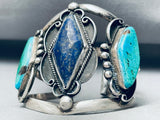 Colossal Vintage Native American Navajo Turquoise Lapis Sterling Silver Bracelet-Nativo Arts