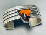 Ancient Tree Sap!! Herb Tsosie Vintage Native American Navajo Sterling Silver Bracelet-Nativo Arts