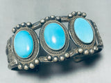 Sturdy Thicker Vintage Native American Navajo Domed Turquoise Sterling Silver Bracelet Cuff-Nativo Arts