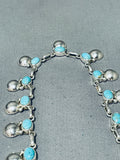 Brilliant Native American Navajo 23 Kingman Turquoise Sterling Silver Necklace-Nativo Arts
