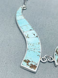 One Of The Most Unique Native American Navajo Turquoise Wave Sterling Silver Necklace-Nativo Arts