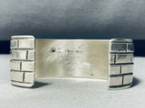 Brick Wall! Vintage Native American Navajo Hand Etched Sterling Silver Bracelet Cuff-Nativo Arts