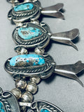Gasp! Vintage Native American Navajo Bisbee Turquoise Sterling Silver Squash Blossom Necklace-Nativo Arts