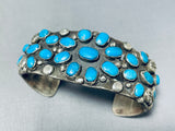 Early 1900's Vintage Native American Navajo Turquoise Cluster Sterling Silver Bracelet-Nativo Arts
