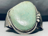 Rare Light Green Vintage Native American Navajo Turquoise Sterling Silver Bracelet-Nativo Arts