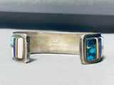 6-1/2' Wrist Vintage Wilbur Yazzie Native American Navajo Sterling Silver Inlay Bracelet-Nativo Arts