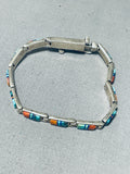 Exquisite Vintage Native American Zuni Turquoise Sterling Silver Link Bracelet-Nativo Arts