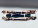 6.5 Inch Wrist Vintage Native American Navajo Heishi Sterling Silver Inlay Bracelet-Nativo Arts