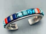 Important Whitethorne Vintage Navajo Turquoise Inlay Sterling Silver Bracelet-Nativo Arts