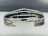 One Of The Best Twist Coil Vintage Native American Navajo Turquoise Sterling Silver Bracelet-Nativo Arts