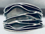 One Of The Most Unique Vintage Navajo Sterling Silver Wave Bracelet Cuff-Nativo Arts