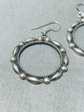 Amazing Vintage Native American Navajo Sterling Silver Beads Hoop Earrings-Nativo Arts