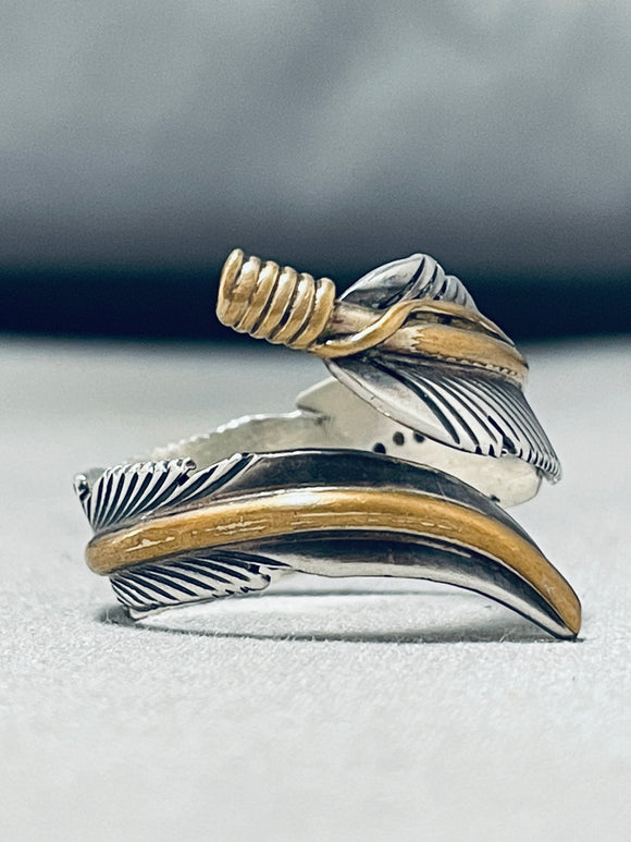 Eye Catching Vintage Native American Navajo Sterling Silver Feather Ring-Nativo Arts