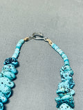 Native American Amazing Vintage Santo Domingo Sleeping Beauty Turquoise Sterling Silver Necklace-Nativo Arts