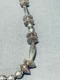 Hand Tooled Unique Vintage Native American Navajo Sterling Silver Torpedo Brad Necklace-Nativo Arts