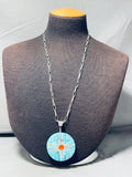 Native American Ambrosio Chavez Vintage Santo Domingo Turquoise Sterling Silver Necklace-Nativo Arts