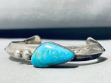 Al Lee Easter Blue Turquoise! Vintage Native American Navajo Sterling Silver Bracelet-Nativo Arts