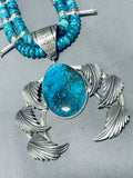 202 Gram Powerful Native American Navajo Turquoise Sterling Islver Squash Blossom Necklace-Nativo Arts