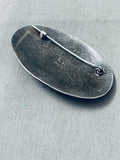 Elgin Hoskey Exceptional Native American Navajo Channel Bisbee Turquoise Sterling Silver Pin-Nativo Arts