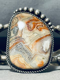 One Of The Coolest Vintage Native American Navajo Streak Agate Sterling Silver Bracelet-Nativo Arts