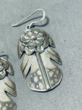 One Of The Most Detailed Vintage Native American Navajo Sterling Silver Feather Earrings-Nativo Arts