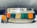 Important 6' Wrist Vintage Native American Navajo Turquoise Inlay Sterling Silver Bracelet-Nativo Arts