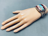 One Of The Best Vintage Native American Navajo Inlay Sterling Silver Turquoise Bracelet-Nativo Arts