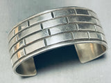 Brick Wall! Vintage Native American Navajo Hand Etched Sterling Silver Bracelet Cuff-Nativo Arts