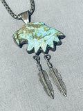 Eagle Of Turquoise Vintage Native American Navajo Sterling Silver Necklace Old-Nativo Arts