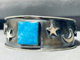 The Best Vintage Native American Navajo Stars & Moon Turquoise Sterling Silver Bracelet-Nativo Arts