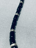 Intricate Vintage Native American Navajo Lapis Turquoise Sterlign Silver Necklace