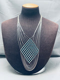 One Of The Most Intricate Vintage Native American Navajo Turquoise Sterling Silver Necklace-Nativo Arts
