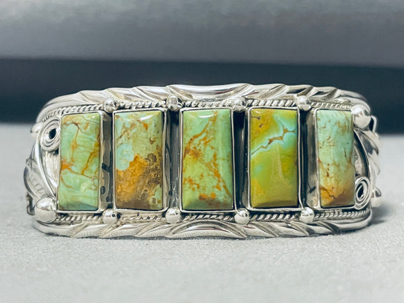 Moss Green Turquoise Native American Navajo Sterling Silver Bracelet Cuff-Nativo Arts
