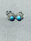 Marvelous Vintage Native American Navajo Sleeping Beauty Turquoise Sterling Silver Earrings-Nativo Arts