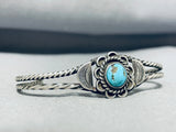 Detailed Vintage Native American Navajo Morenci Turquoise Sterling Silver Bracelet-Nativo Arts